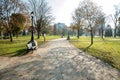 Empty Curving Path in a Park on a Sunny Morning Royalty Free Stock Photo