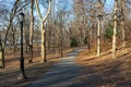 Empty Curving Path at Riverside Park in Morningside Heights of New York City Royalty Free Stock Photo