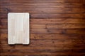 Empty cutting board on vintage dark wooden board food background concept Royalty Free Stock Photo