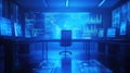 Empty cybersecurity control room analyzing global data network Royalty Free Stock Photo