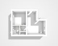 Empty 3d apartment Royalty Free Stock Photo