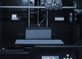 Empty 3d front printer inside. Blue backlight. Progressive modern