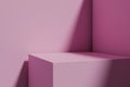 Empty 3D studio background in a bright corner with soft blush pink walls Royalty Free Stock Photo