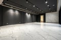 Empty Dark Abstract Room with White Marble Flooring Royalty Free Stock Photo