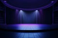 Empty Dark Blue Purple Theater Stage with Curtains and Spotlight Royalty Free Stock Photo