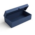 Empty dark blue rectangular box with open lid Royalty Free Stock Photo