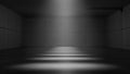 Empty dark concrete room with dramatic spotlight illuminating the floor in a geometric pattern Keywords: empty, dark Royalty Free Stock Photo