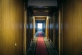 Empty dark corridor in apartment building, doors, perspective Royalty Free Stock Photo