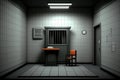 Empty dark interrogation room. Generative AI