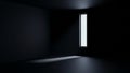 Empty Dark Minimalist Room With Single Narrow Vertical Window Casting Soft Light Royalty Free Stock Photo
