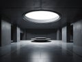 empty dark room interior with concrete walls and concrete floor. night view Royalty Free Stock Photo