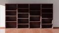 Empty dark wooden bookcase