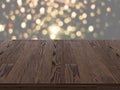 Empty dark wooden table in front of abstract blurred bokeh background. can be used for display or montage your products.Mock up fo