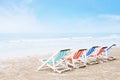 Empty deck chairs on the beach Royalty Free Stock Photo