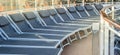 Empty deck chairs on the upper deck of a cruise ship, NOBODY, OUTDOOR, SEA RECREATION CONCEPT Royalty Free Stock Photo