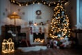 Empty, defocused christmas room at night Royalty Free Stock Photo