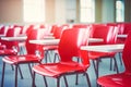 Empty defocused university classroom. Blurred school