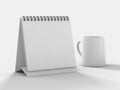 Empty desk calendar on table. Mockup design concept. 3D