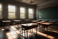 empty desks without students