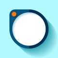 Empty digital object in flat style, round gadget on blue background. Simple element. Orange button. Vector design element for you Royalty Free Stock Photo