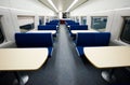 Empty dining car on train