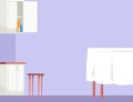 Empty dining room semi flat vector illustration Royalty Free Stock Photo