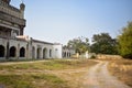 Empty dirty Pathway in Old Anciant Fort Background stock photograph image