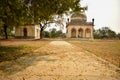 Empty dirty Pathway in Old Anciant Fort Background stock photograph image