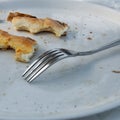 Empty dirty plate after eating pizza Royalty Free Stock Photo