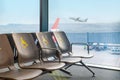 Empty disabled seats at an airport in the waiting area before boarding Royalty Free Stock Photo