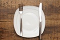 Empty dish, knife and fork Royalty Free Stock Photo