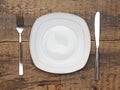 Empty dish, knife and fork Royalty Free Stock Photo