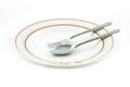 Empty dish spoon and fork Royalty Free Stock Photo