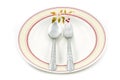 Empty dish spoon and fork Royalty Free Stock Photo