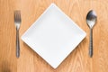 Empty dish, spoon and fork Royalty Free Stock Photo