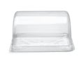 Empty disposable plastic cake container Royalty Free Stock Photo