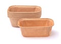 Empty disposable rectangular brown paper baking molds Royalty Free Stock Photo