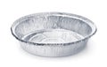 Empty disposable round aluminium food foil container Royalty Free Stock Photo