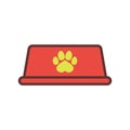 Empty dog food bowl icon with paw print. Vector illustration. Royalty Free Stock Photo
