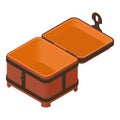 Empty dower chest icon, isometric style