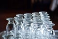 Empty drinking glasses in a restaurant Royalty Free Stock Photo
