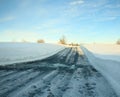 Empty drive cleared of snow Royalty Free Stock Photo