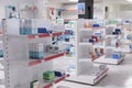 Empty drugstore with bottles and packages full with medicaments