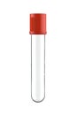 Empty EDTA Vacuum Blood Test Tube with Red Cap Isolated on White.