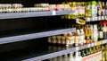 Empty shelves in a grocery store, Hoarding food Royalty Free Stock Photo