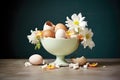 empty eggshells arranged as a floral centerpiece