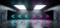 Empty Elegant Modern Grunge Dark Refletcions Concrete Underground Tunnel Room With Bright White Lights And Neon Purple And Blue A Royalty Free Stock Photo