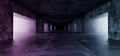 Empty Elegant Modern Grunge Dark Refletcions Concrete Underground Tunnel Room With Bright Neon Blue Purple Lights Background Royalty Free Stock Photo