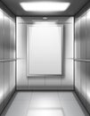 Empty elevator cabin with blank poster