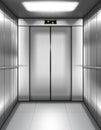 Empty elevator cabin with closed doors inside Royalty Free Stock Photo